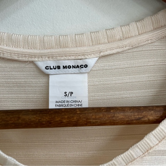 Club Monaco sleeveless ribbed midi dress textured knit shark bite hem size small - Picture 7 of 8